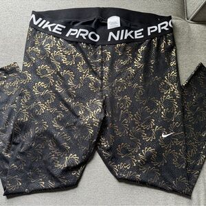 Nike Pro Black and Gold Leggings